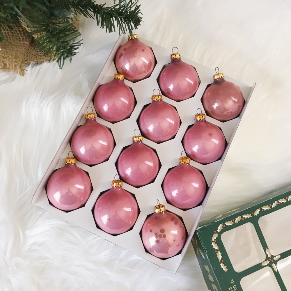 Vtg Holly Glass Ornaments